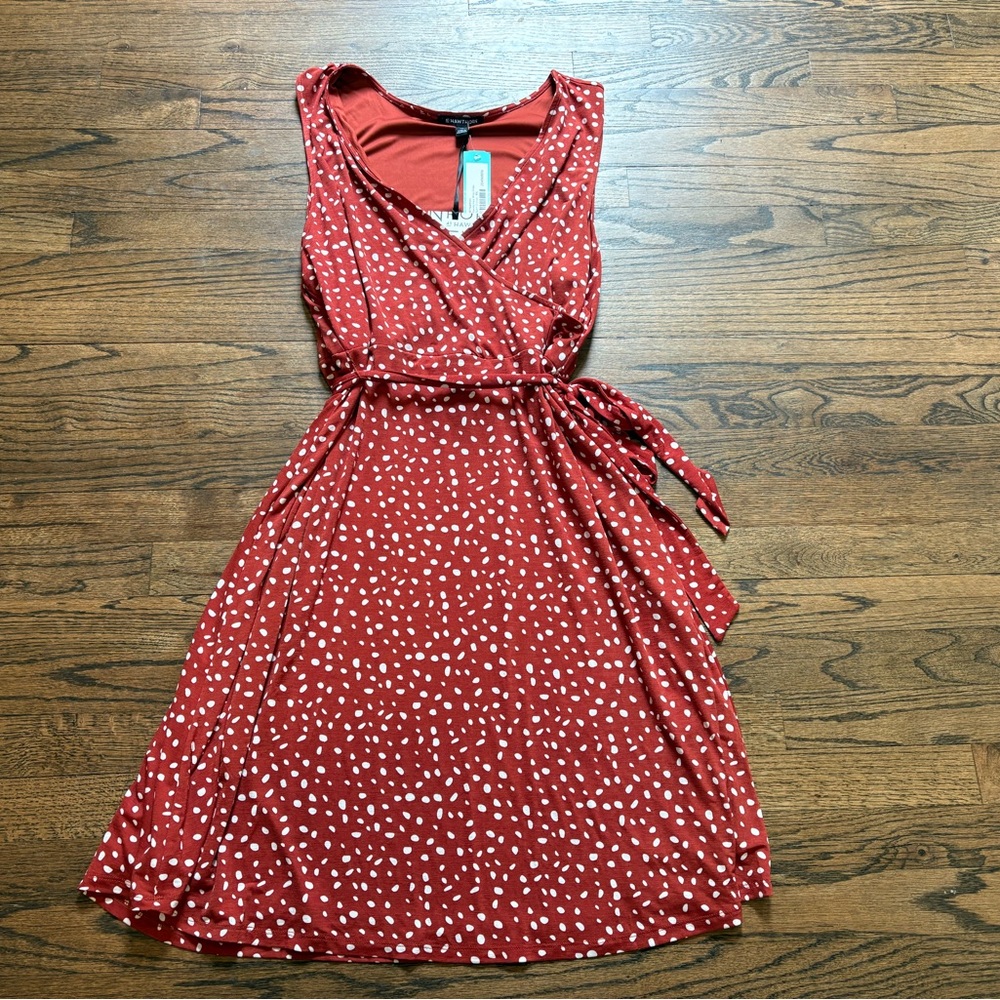 41 Hawthorn Burnt Orange and White Wrap Dress